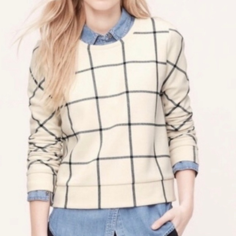 Loft Windowpane Sweatshirt — Size XS